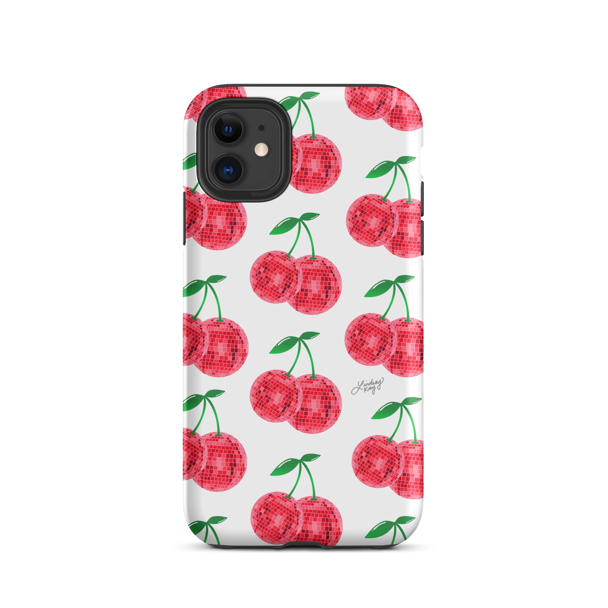 Patrón de cerezas disco rojas - Funda resistente para iPhone®